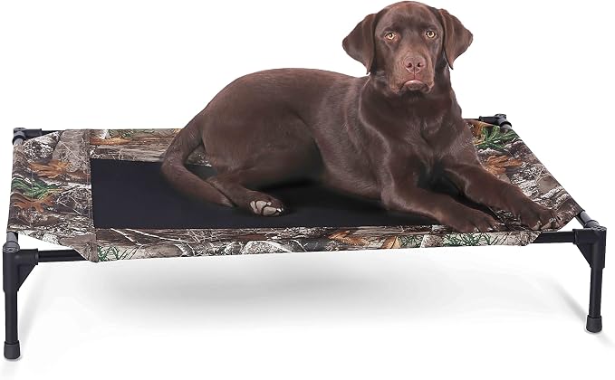 K&H Outdoor Elevated Dog Bed, Cooling Raised Dog Bed, Camo, Large 42x30in