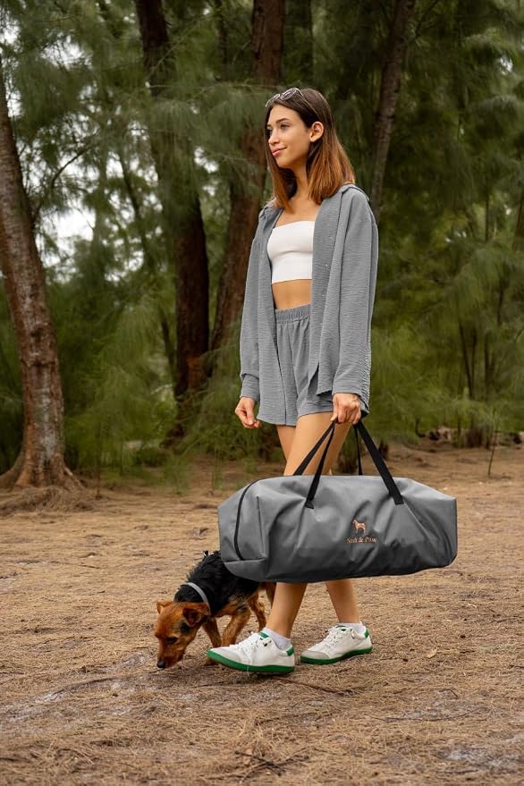 Noah & Paw Collapsible Dog Crate 36 Inches, XL Dog Crate for XL, Large Medium Breed, Travel Kennel for Car, Includes Pet Mat for Pet Cage, 2 Storage Pockets, Handbag, 10mm Locking Zippers 36*25*23