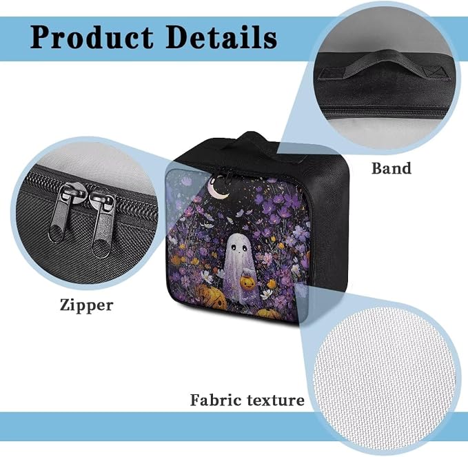 Empty First Aid Kit Purple Ghost Floral Empty First Aid Bag Medical Bag Empty Large Capacity for Home Office and Travel Use Lightweight Washable Soft Fabric