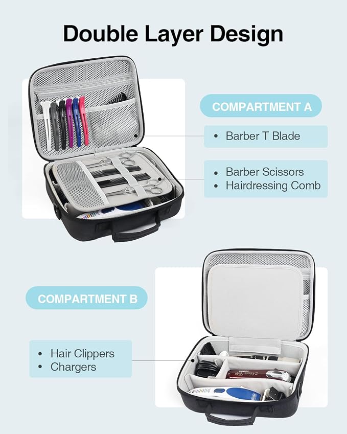 Luxtude Hair Clipper Case Travel, Hard Barber Bags for Clippers and Supplies