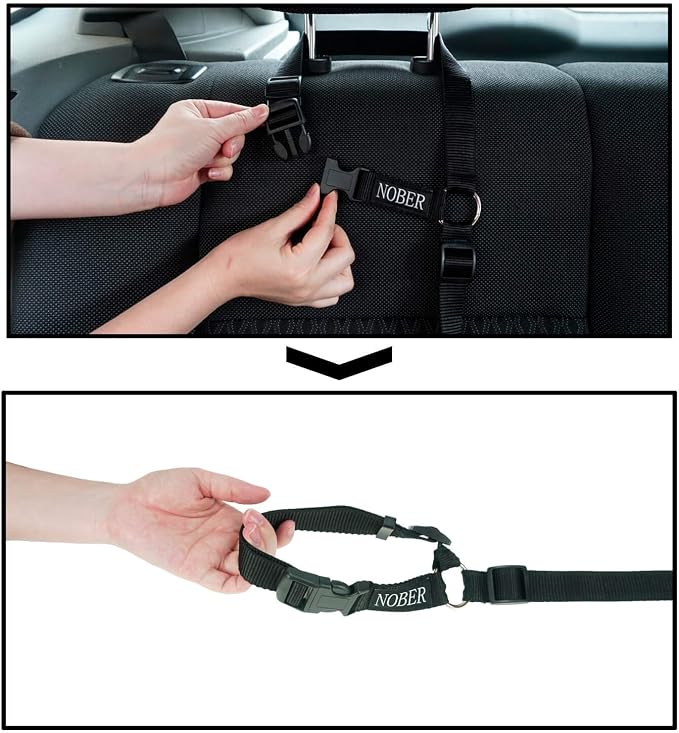 2 Packs Dog Cat Safety Seat Belt Strap Car Headrest Restraint Adjustable Nylon Fabric Dog Restraints Vehicle Seatbelts Harness