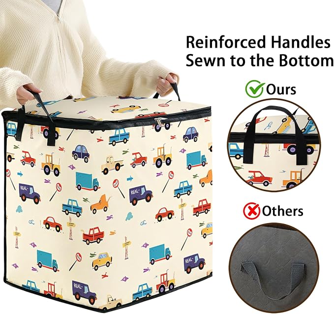 2pcs blanket storage bag for under bed,closet organizers 95L | quilt duvet sweater sheet bedding pillow clothes storage for closet,dorm moving essentials containers with portable handles