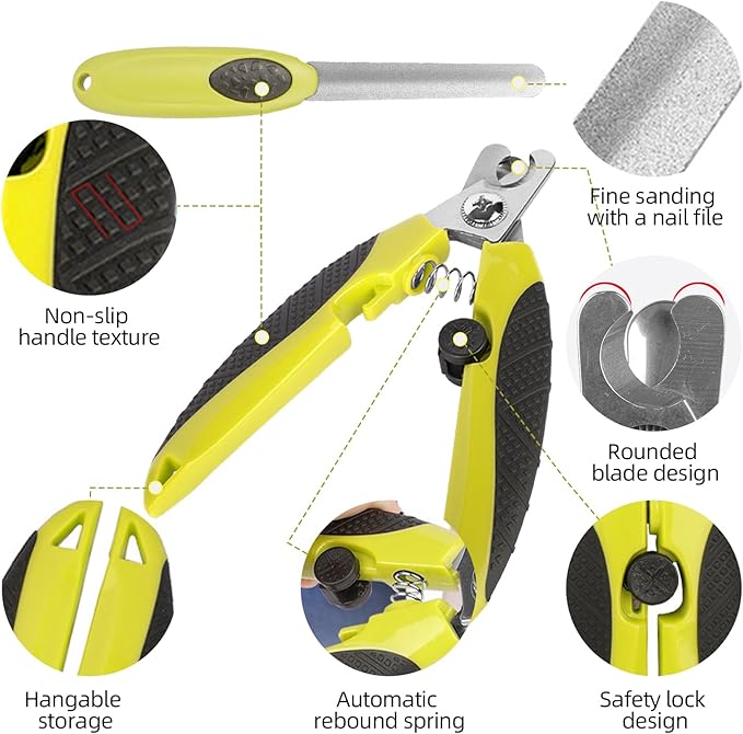 Green Dog Nail Clipper&File Set Plier Style Dog Claw Clippers with Safety Guard Heavy-Duty Dog Toenail Clippers Professional Pet Nail Trimmers for Small Medium Large Dogs and Cats