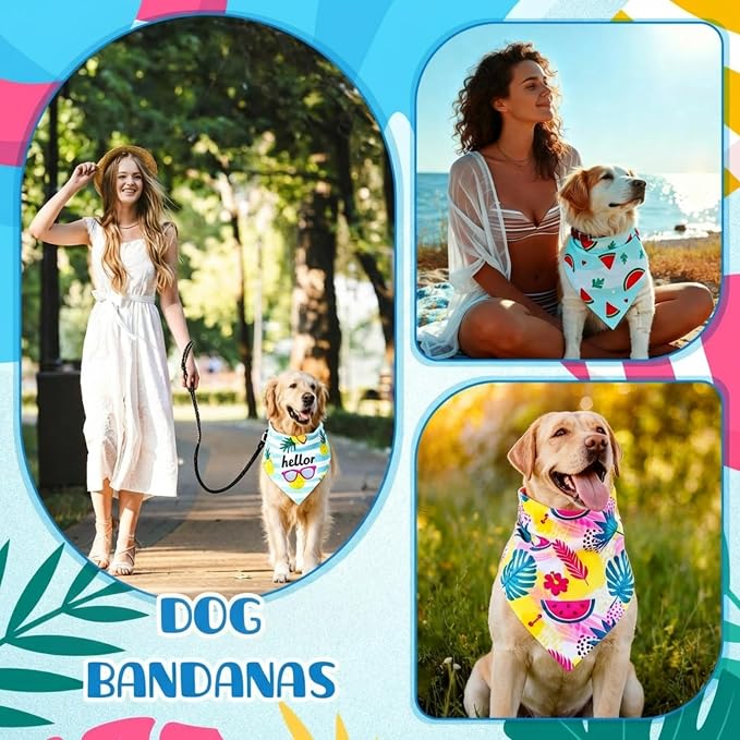 Sanwuta 60 Pcs Summer Bandana for Dog Fruit Dog Bandanas Bulk Adjustable Pet Bibs Triangle Scarf Cat Costume for Small to Large Pet