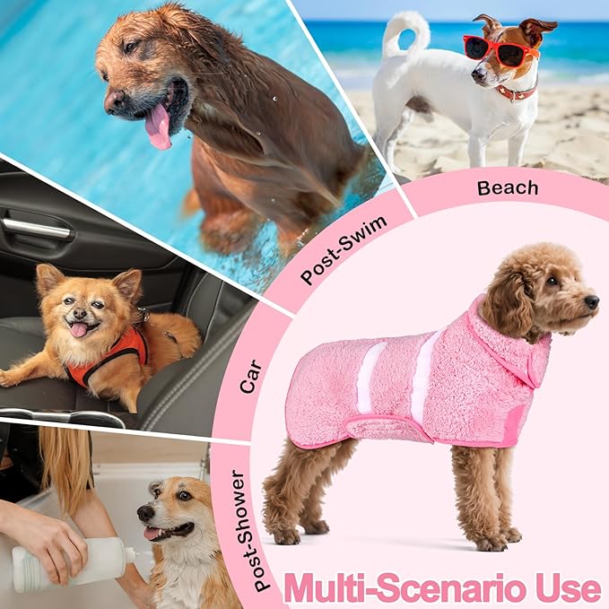 Dog Bathrobe Super Absorbent Dog Towels Large Quick Drying Robes for After Bath Soft Adjustable Warm Keeping Dogs Towel(S-XXL)