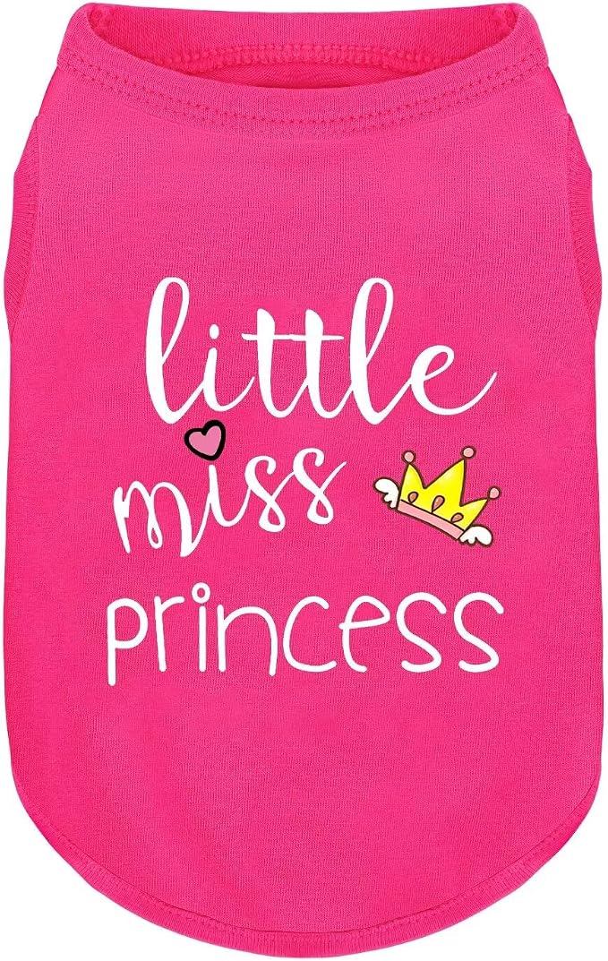 Pink Cotton Dog Shirt with 'Little Miss Princess' Print, Soft & Breathable Pet Apparel for Small to Large Dogs, All-Season Sleeveless Vest, Cute and Comfortable Dog Outfit.Pink Crown 4XL