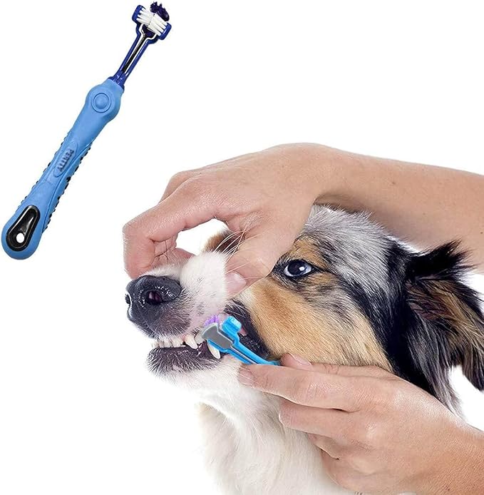 Orgrimmar 8 Pcs Three Sided Pet Toothbrush Dog Brush Addition Bad Breath Tartar Teeth Care Dog Cat Cleaning Mouth