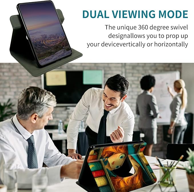 Case for Samsung Galaxy Tab A 8.4" 2020 SM-T307, 360 Degree Rotating Stand with Multi-Angle Vertical & Horizontal Viewing Shockproof Protective Shell for Women Men, Colorful Book Girl