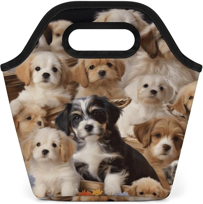 Cute Pet Dogs Lunch Bag Cooler Bag Tote Bags | Reusable Portable Lunch Box for Women/Men Lightweight Soft Cooler Bags Organizer for Adults Work Travel Outdoor