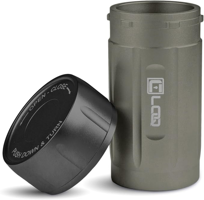 TXD120 Airtight Storage Jar and Smell Proof Container Keeps Herbs Fresh for Months, 120ml, Gray Body, Black Cap