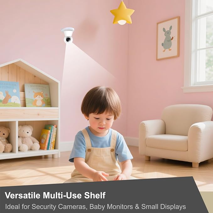 NIIIYTYB Camera Wall Mount Stand Small Indoor Soporte Security Camara de Seguridad Adhesive Shelf for Baby Monitor and Home Use Compact Wall Mount Holder for Bedroom Kitchen and Living Room