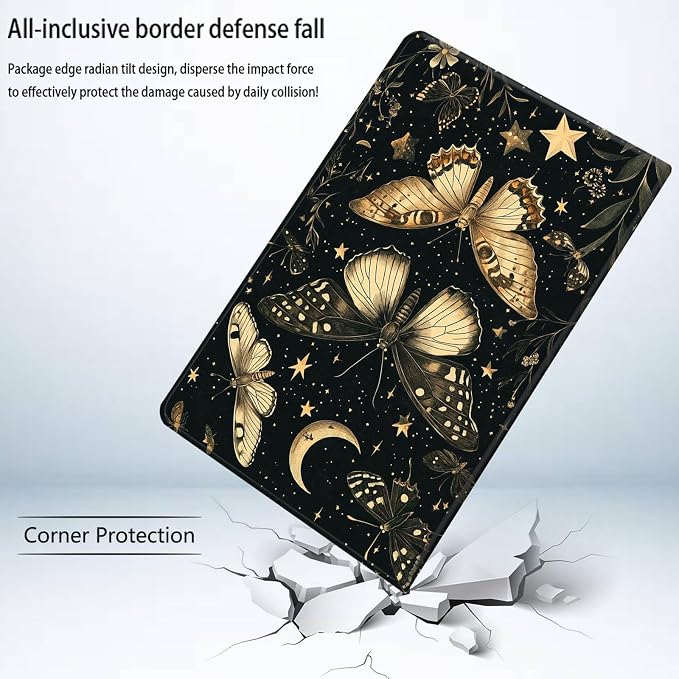 Bxgolkgd Tablet Case for Samsung Galaxy Tab A 10.1 Inch 2016(SM-T580/T585/T587),Shockproof Stand Cover with Heat Dissipation,Auto Wake/Sleep Function,Moon Butterfly