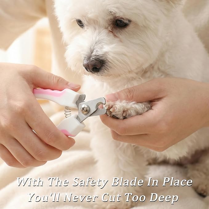 4 PCS Professional Pet Claws Nail Clipper Trimmers, Dogs and Cats Grooming Tools, Metal Dog Comb for Small, Medium and Large Breeds, Cats, Rabbits, Guinea Pigs with Safety Guard to Avoid Over Cutting