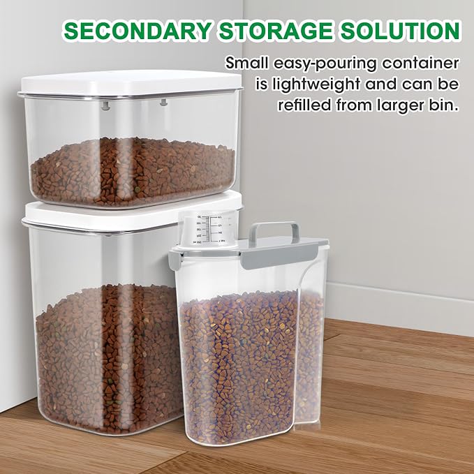 TBMax 10 lbs Cat Dog Food Storage Container, 2026 Upgraded Large Pouring Container for Pet Food Storage, Bird Seed Dispenser, Portable Travel Kibble Holder -Light Gray