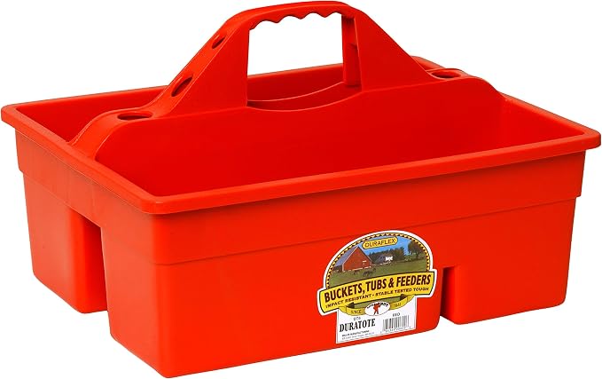 Little Giant® Plastic DuraTote | Horse Grooming DuraTote | Durable Tote Box Organizer with Easy Grip Handle | Extra Thick Sidewalls | Red