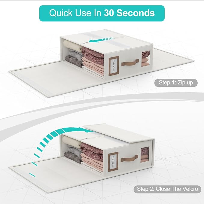 6 Pack Bed Sheets Organizers And Storage,Sheets Set Folder Keeper with Handle,Foldable Bedding Storage Box For Linen Closet,Duvet Cover(Cal King Size-5.2 Gal,White)