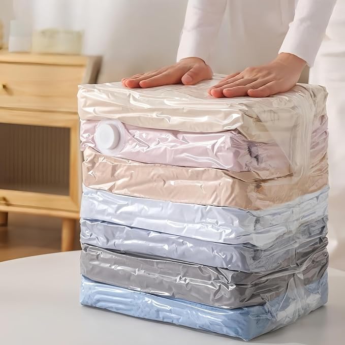 No-Pump Vacuum Storage Bags,2026 New Cube Compression Space Saver Bags,3D Vacuum Storage Bags,Upgrade Large Storage Compression Bags for Clothes, Blankets, Bedding, Comforters, M+L, 2