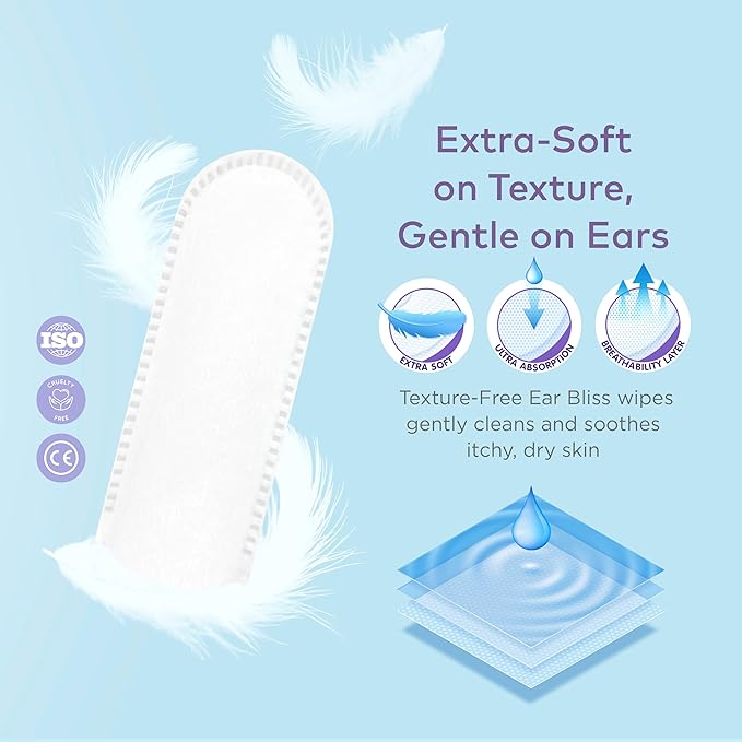 ARCA PET Dog Ear Cleaner Wipes - Vet Formulated Cleanser for Dogs - Ear Itching, Dissolves Wax, Dirt & Odor with Coconut Oil & Aloe Vera (50 Finger Wipes)