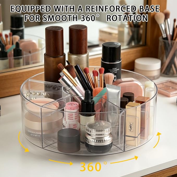 Lazy Susan Organizer 10in+12in 2Pcs Clear Rotating Tray 360° Turntable for Pantry Fridge Cabinet Kitchen Bathroom Storage，Spice Organization，Kitchen Condiment Organizer