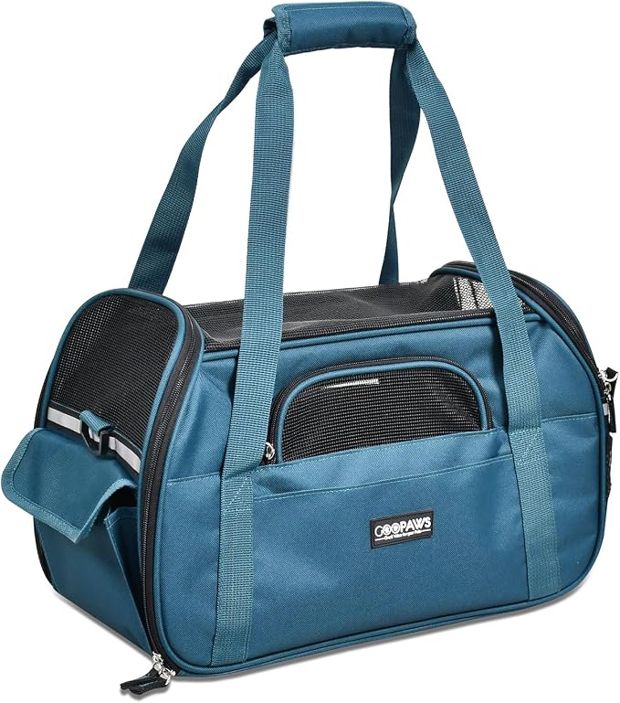Jespet Airline Approved Soft-Sided Kennel Pet Carrier Travel Handbag | Lightweight, Foldable, Portable, Built-In Safety Leash, Luggage Sleeve, for Cats & Small Dogs, for Indoor & Outdoor
