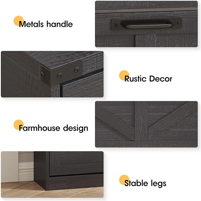 Halitaa Shoe Cabinet with 3 Flip Drawers & 2 Drawers,Freestanding Shoe Storage Cabinet for Entryway,Farmhouse Narrow Slim Organizer Rack for Foyer,Hallway,Black