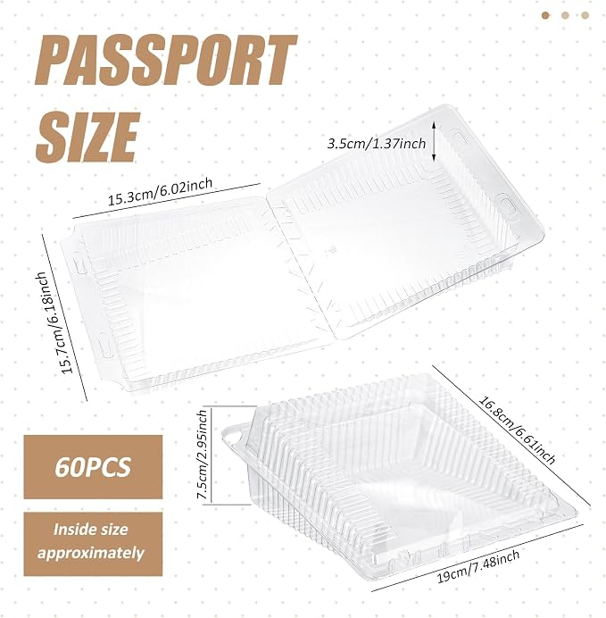 60 Pack Sideways Cake Slice Containers 6.6 x 7.5 x 3 Inch Clear Disposable Plastic Dessert Slice Boxes with Hinged Lid Stackable Cake Containers for Cheese Pies Baked Party Use