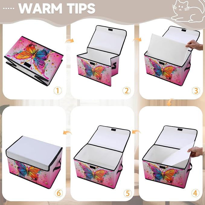 Stackable Storage Bins with Lids,Closet Organizers Fabric Box for Home and Office,Blanket Clothes Organizers,Under Bed Storage Containers 3 Pack