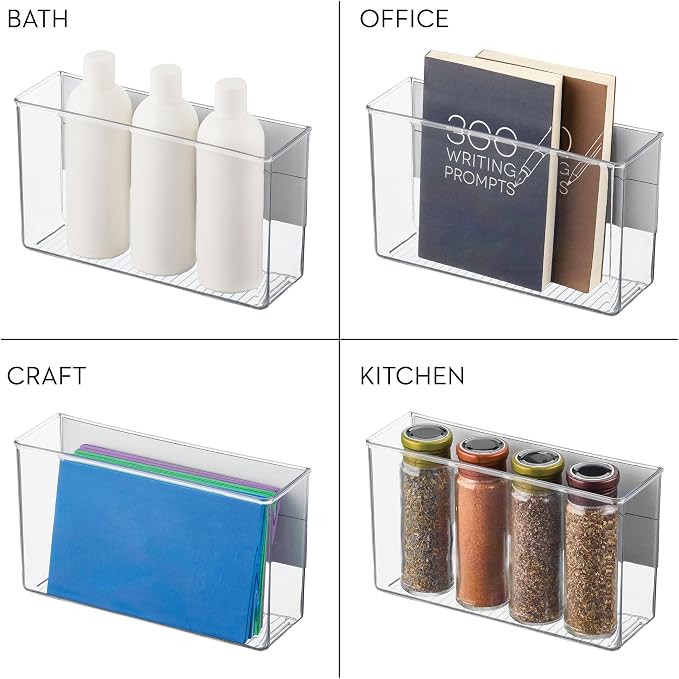 iDesign Magnetic Large Clear Plastic Organizer Bins, 2-Pack | Laundry Room Storage