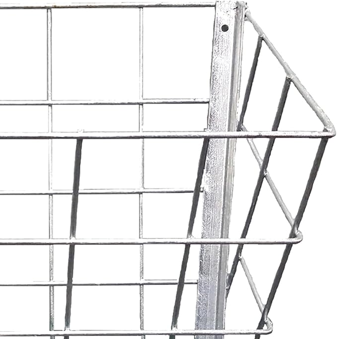 Rugged Ranch Galvanized Steel Livestock Hay Feeder Rack for Goats, Sheep, Horses and Cattle – 21"x16"x12", Silver, Wall-Mounted, Rust-Resistant, Lightweight and Stackable