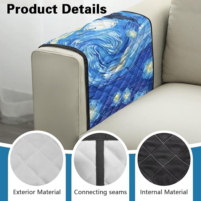 Oil Painting Sofa Armrest Cover Anti-Stain Dustproof Armchair Slipcovers Sofa Arm Cover, Removable Washable Stretch Armchair Slipcovers Universal Stylish Couch Covers