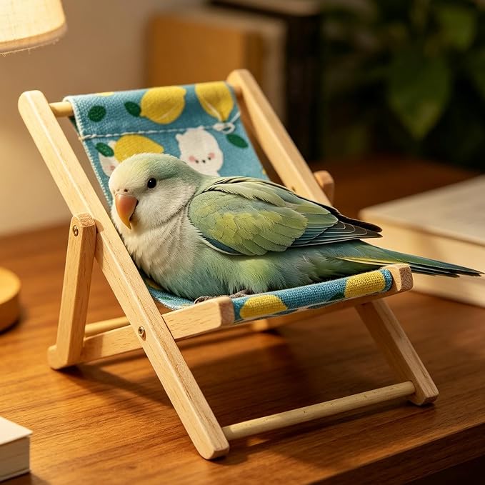 Small Pet Lounge Chair Recliner – Habitat Furniture Decor | | Mini Wooden Resting Bed For Guinea Pigs, Hamsters & Bunny; Cute Cage Accessary & Lounge Sofa For Small Animal Enclosure