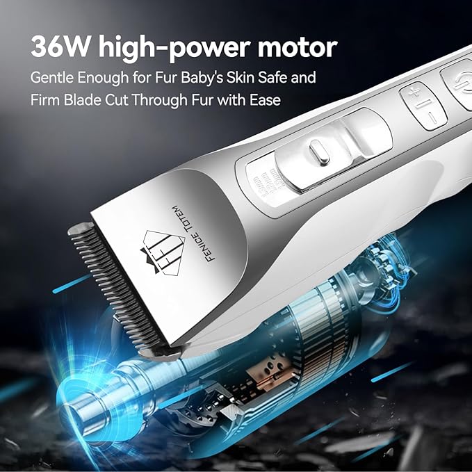 Professional Electric Dog Grooming Clippers, 5000mAh Battery, LCD Display, Type-C Charging, Silver P200 (White, 5000mAh)
