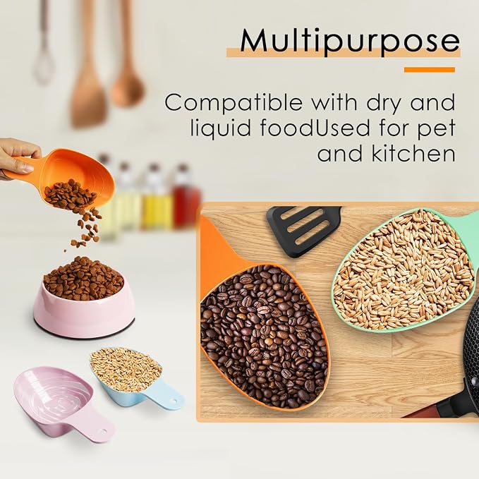 Dog Food Scoop-Melamine Pet Food Measuring Cup - 1 Cup 1/2 Cup 1/4 Cup Dog Cat Bird and Rabbit Food Feeding Scoop Dishwasher Safe - Orange