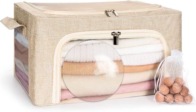 22L Cashmere Sweater Storage Bag with Natural Cedar Balls | BREATHABLE Cashmere Storage Bag Friendly for Knitwear Merino Wool/Knit Sweater for Closet Shelf Wool Clothes Garment Organizer Pouch