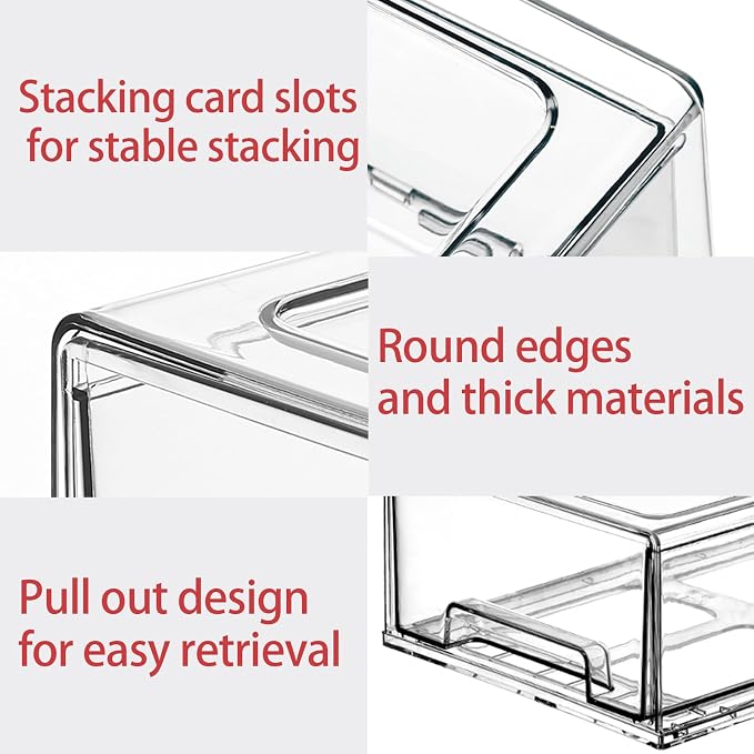 6 Pack Stackable Organizer Drawers, Clear Desk Storage Box,Transparent Drawer in Home, Office and Kitchen Pull Out Organizer Bins for Make Up, Jewelry, Pen, Desktop Stationary (6L drawer)