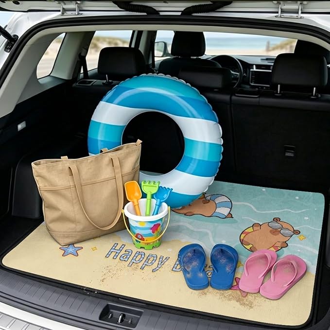 Universal Cargo Liners Rear Happy Capybara Car Trunk Mats All Weather Trunk Protection Cargo Liner Suitable for Most Cars SUVs, Non Slip, Dustproof