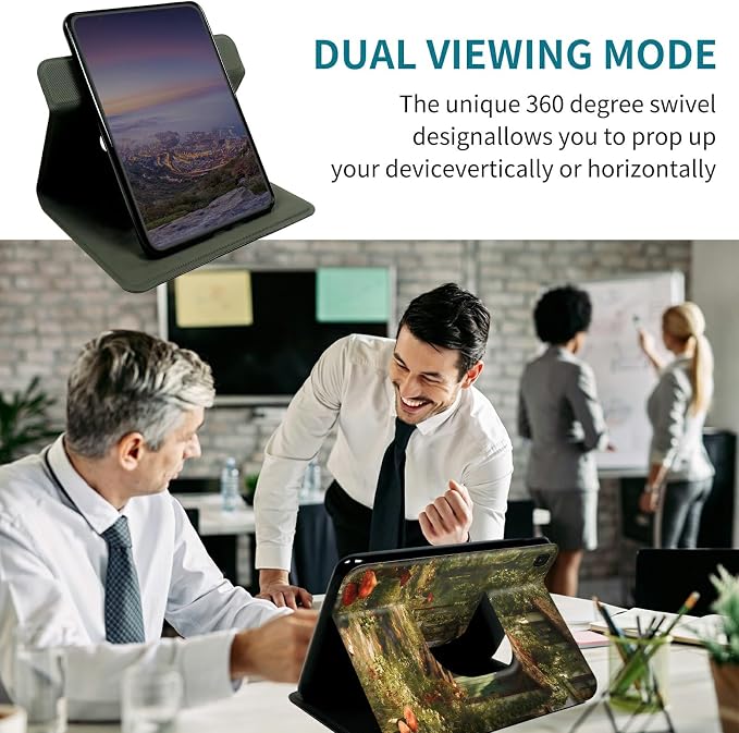 Case for Samsung Galaxy Tab E 9.6" 2015 SM-T560/T561/T567, 360 Degree Rotating Stand with Multi-Angle Vertical & Horizontal Viewing Shockproof Shell for Women Men, Red Mushroom Village