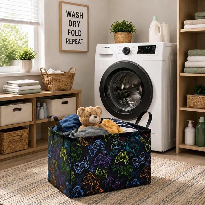 Rectangular Game Basket Storage for Boys toy Box kids Room Decor | Waterproof collapsible storage box,Rectangular Game Storage Basket,Kids toy Laundry Hamper Storage Basket Room Decor(Game)