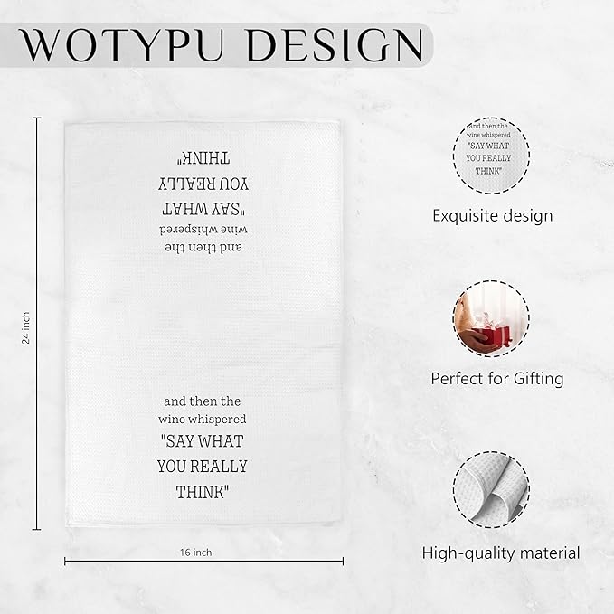 Funny Wine Kitchen Towels, Gifts for Wine Lovers Dish Tea Towel for Kitchen Bar Cart Decor, Bartender Gifts Hand Towels for Bathroom Decor, Bar Towel for Bartender, 16x24 Inch