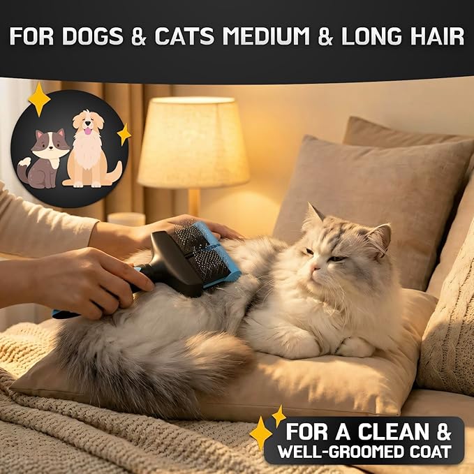 iToleeve Dual Flex Slicker Brush Dog Brush, Gentle Grooming Tool for Sensitive Dogs & Cats - Ideal for Long Hair, Removes Undercoat, Tangles, and Knots