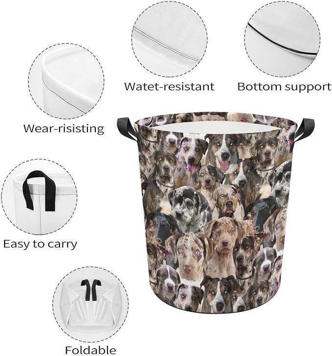 Funny Catahoula Leopard Laundry Basket Laundry Hamper, Foldable Waterproof Pet Catahoula Leopard Clothes Storage Bucket Organizer For Bathroom Bedroom, Catahoula Leopard Lover Gifts
