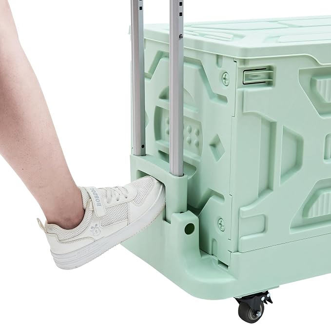 VECELO 88LHeavy-Duty 2-in-1 Foldable Utility Cart, Large Capacity Rolling Crate, Thickened Material with Silent Swivel Wheels, Dual Modes (Basket/Flatbed) for Grocery, Laundry, Camping, Green