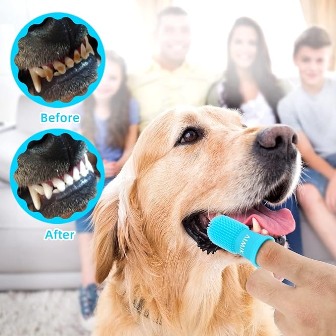 VIWIK 4Pack Dog Toothbrush Kit - Cat Finger Toothbrush for Medium to Large Dogs & Puppies, Dental Care & Teeth Cleaning