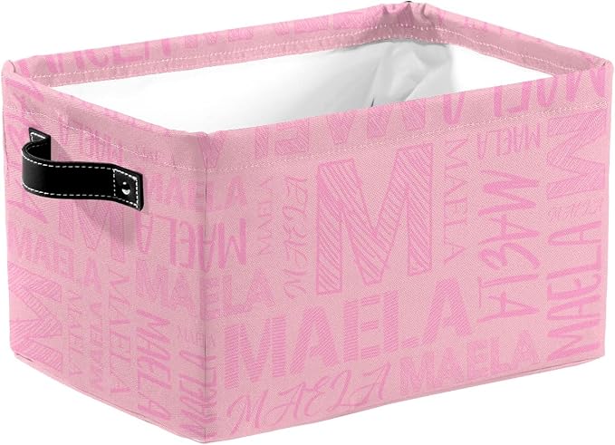 Foldable Personalized Storage Box for Boys Girls with Name Waterproof Kids Custom Storage Bin Baskets Cube Boxes Organizer with Handles for Organizing Shelf Closet, 1 Pack