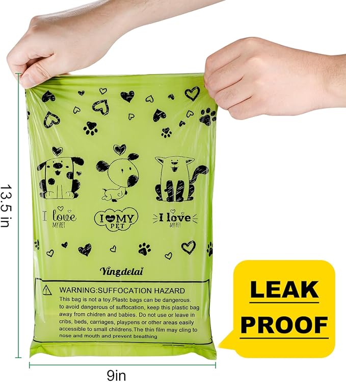 Dog Poop Bags Rolls with Dispenser - Leak Proof - 540 Count Unscented | Strong Large 9x13 inch Waste Refill Bags for Daily Dog Walks, Cat Litter Cleanup Outdoor Travel and Multi-Pet Households