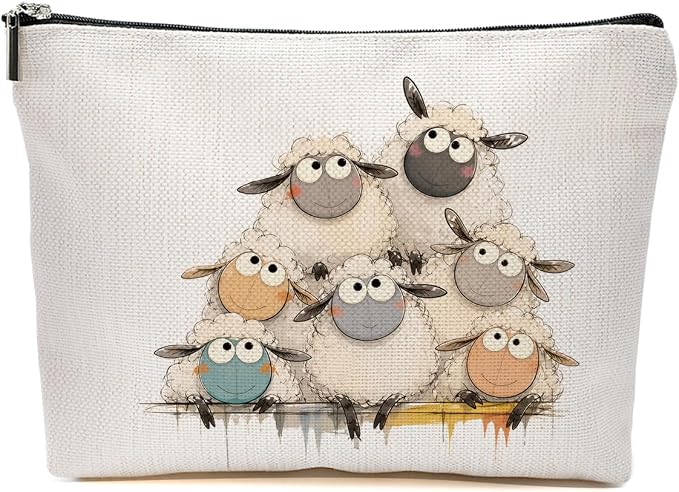 JIUWEIHU Sheep Gifts Makeup Bag Lambs Cosmetic Bag Travel Toiletry Bags | Makeup Pouch Christmas Graduation Birthday Gifts for Women Girls Sheep Lovers teacher Friends Daughter Sister Niece Coworker