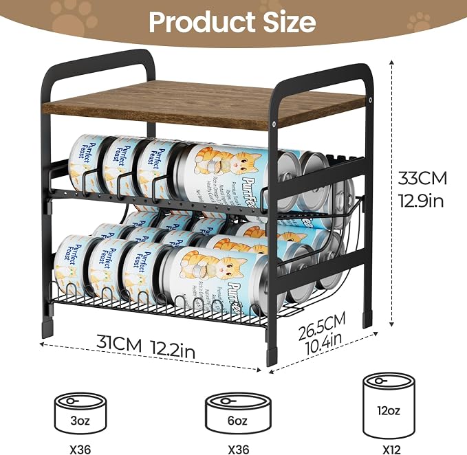 Cat Food Can Organizer for Pantry | Adjustable 2 Tier Canned Food Organizer for Human and Pet Holds up to 42 Cans Fifo Design