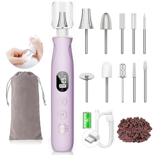 Nail File Drill, Long-Lasting Electric Thick Toe Nail Grinding Tools for Seniors, Rechargeable Cordless Nail Filer, Buffer, Sander, Remove Cuticles, Callus for Men & Women Gifts