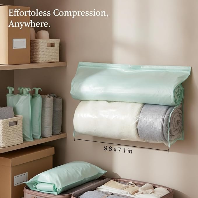 Storage Bag Manual Roll Compression Space Saver for Travel Packing and Closet Organization PET/PE Material (1 Piece)