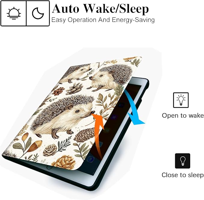 for Microsoft Surface Pro 7 Plus,Surface Pro 7/6/5/4 12.3" Tablet Case,Auto Wake/Sleep,Adjustable Stand Protective Cover - Hedgehog